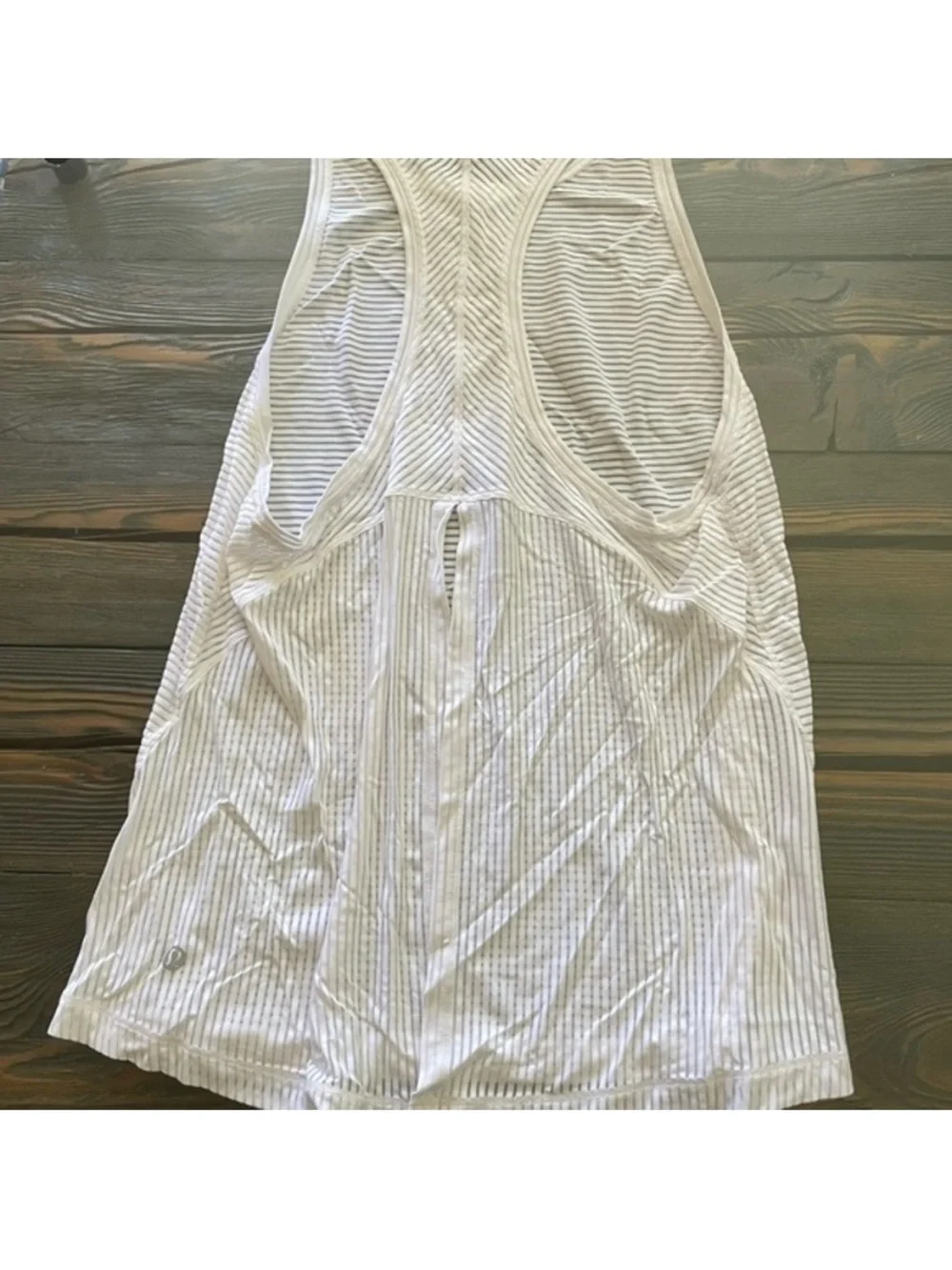 Lululemon White Striped Tie Back Racerback Tank Top Women’s Small